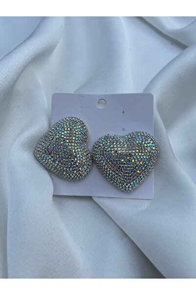 uyguntakıaksesuar Stone Embellished Heart Shape Earrings – Sparkling and Glam...