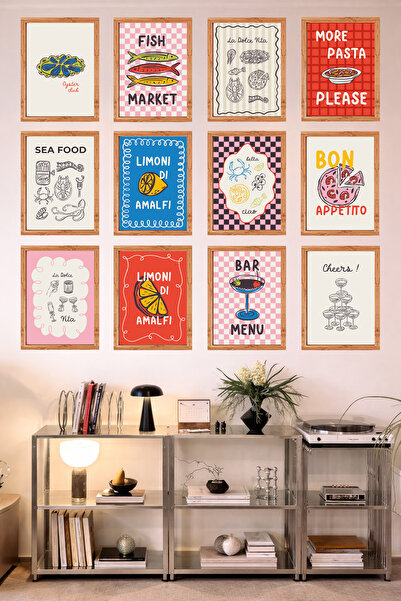 UNT 12-Frame Look Kitchen |   Modern |   Retro Wall Poster Painting Set – 15X...