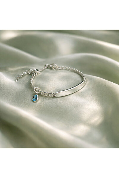 İLHAN 925 SİLVER 925 Ayar Gümüş Çocuk İsim Yazdırılabilir Künye Bileklik