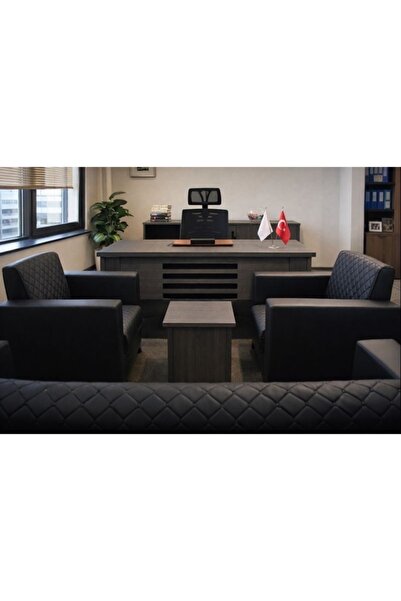 Hünkar Mobilya Modern Yönetici Tuna Ofis Takımı – Masa, Sehpa ve İkili Tekli ...