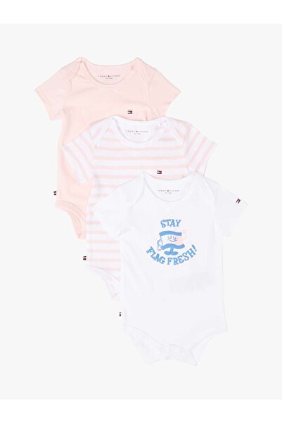 Tommy Hilfiger 3 PACK BODY SS GIFTB, TH3 Pembe 3'lü Bebek Tulumu