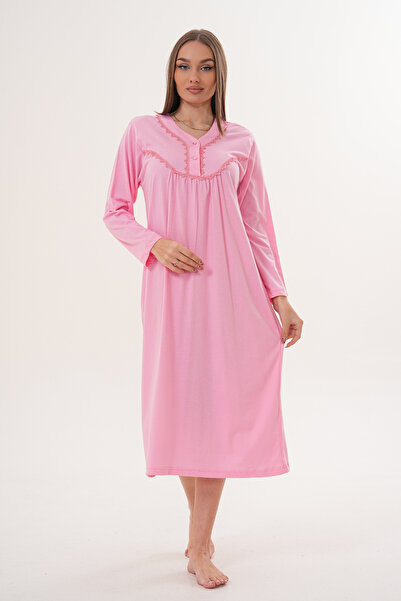 EM&FA TEKSTİL Large Size Nightgown with Lace Detail