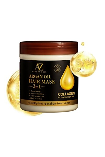 azbeautyskin Mască de păr cu colagen și ulei de argan, hidratare intensă, rep...