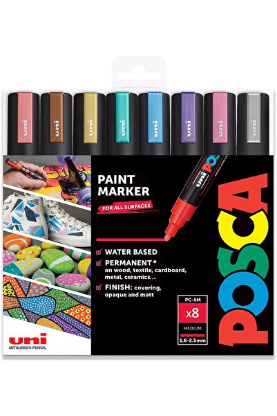POSCA Colouring - PC-5M Metallic Set of 8 - In Gift Box