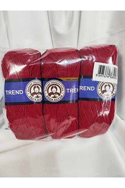 Ören Bayan TREND Kırmızı El Örgü İpi (3 Adet) - Renk: 034