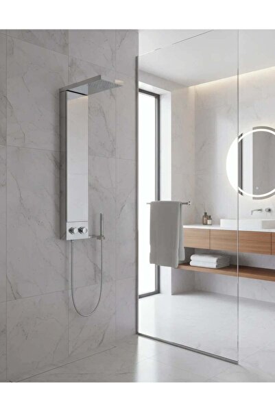 Olivy Shiny Minimal Shower Panel – Elegant Design with Fixed Shower and Hand ...
