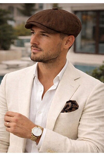 Sanlore Erkek %100 Pamuk Yazlık 8 Parça Keten Peaky Blinders moda Kasket