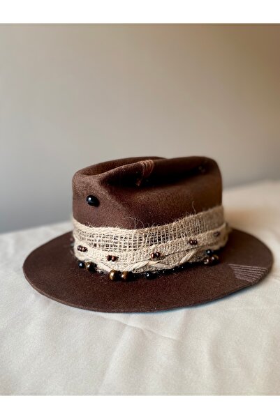 Anamaria Andronache Millinery Handmade brown felt hat – sculptural model with...