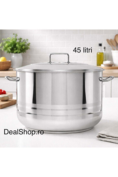 dealshopromania Professional stainless steel pot with Gastro lid, double bott...