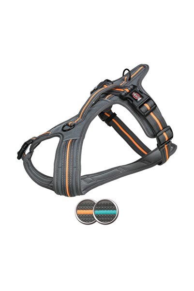 Trixie Fusion Touring Harness, S-M: 45-54 cm/20 mm, Graphite Grey/Orange Papaya