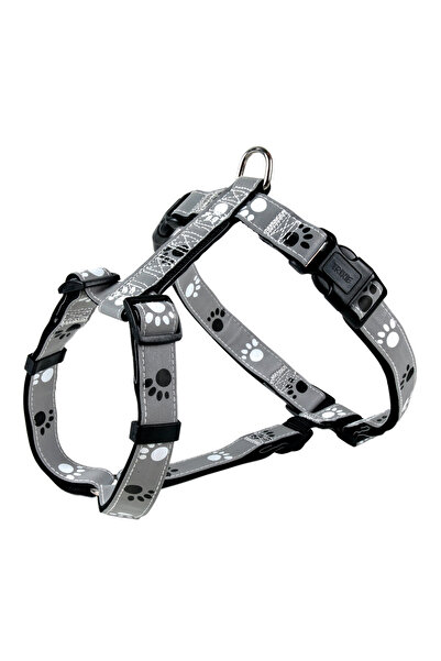 Trixie Silver Reflect H Harness S-M: 49-65 cm/20 mm, Black/Grey