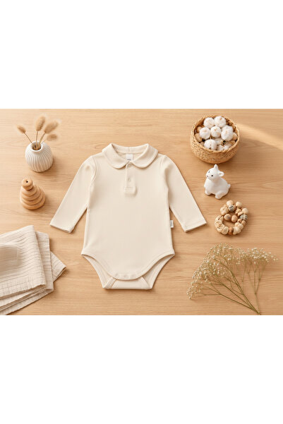 Nimini Kids Cotton Baby Collar Baby Bodysuit with Snap Fasteners on the Shoul...
