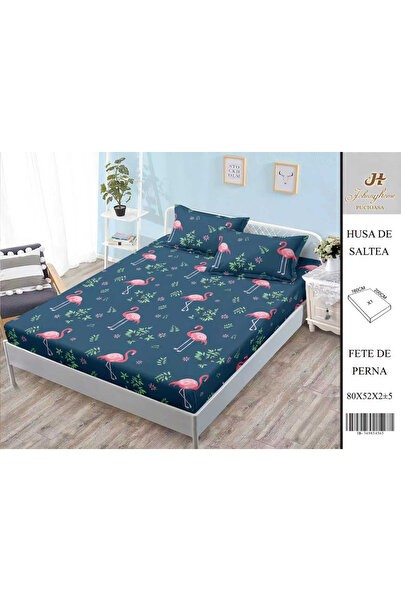 FIONNA.RO Husa Din Bumbac Satinat Cu Elastic Si Fete De Perna 160X200cm - Ble...