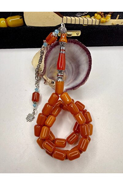 İskenderun Tesbihcilik Handmade Nakkaş İmame Dik Damar Stick Squeeze Amber Pr...