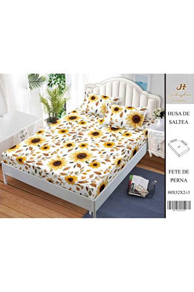 FIONNA.RO Husa Din Bumbac Satinat Cu Elastic Si Fete De Perna 160X200cm - Flo...