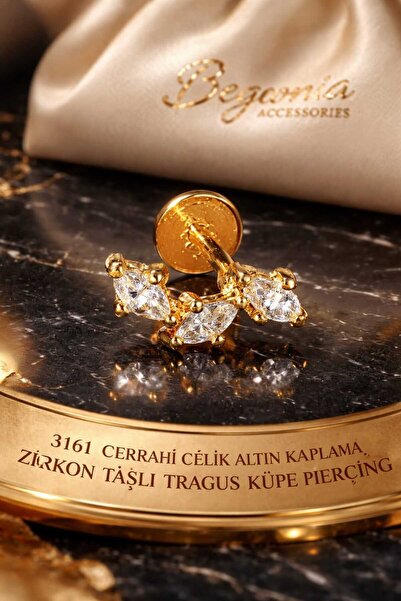 Begonia Accessories 316L Cerrahi Çelik Altın Kaplama Kararmaz Alerji Yapmaz Z...