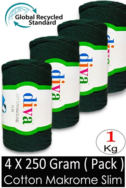 Diva İplik (4 x 250 γρ.) - 1 κιλό - 2 χιλιοστά - Νήμα για τσάντες μακραμέ Kot...