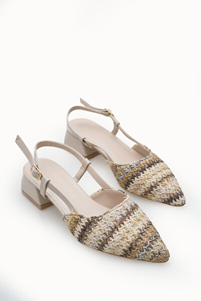 Riccon Ivethion Women's Open Back Pointed Toe Heeled Shoes 0012340 Skin Color...