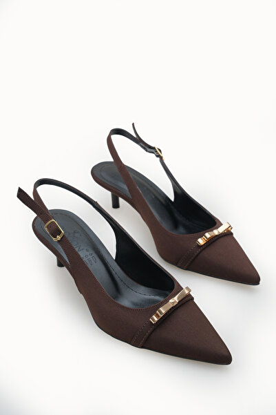 Riccon Women's Pointed Toe Open Back Thin Heeled Shoes 0012205 Matte Brown