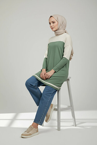 Invee Triko Tunik - Yeşil-Bej
