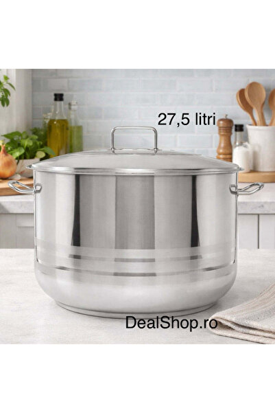dealshopromania Professional stainless steel pot with Gastro lid, double bott...