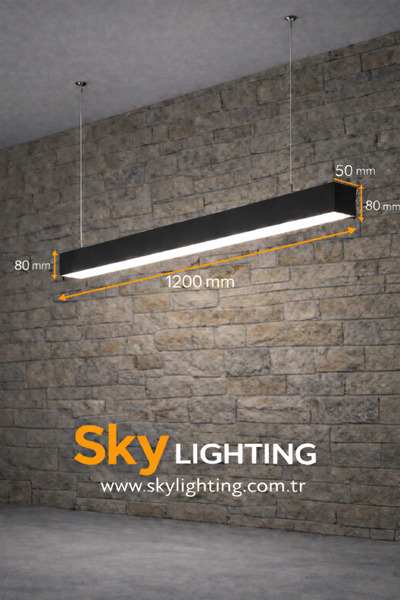 Sky Lighting 4000K / Lineer 120cm ( Siyah Kasa / Doğal Beyaz Işık ) Sarkıt Le...