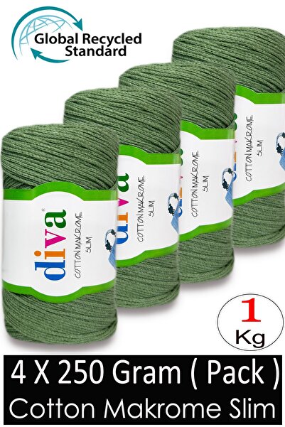 Diva İplik (4 x 250 Gr) - 1 Kg - 2mm - Ață pentru genți din macrame Koton 196...
