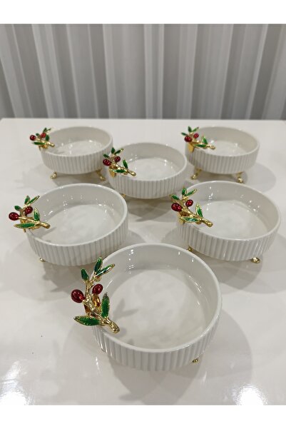 PARILTI HOME COLLECTİON وعاء تقديم الحلوى من البورسلين المستدير مكون من 6 قطع...