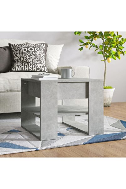 Concept Τραπεζάκι σαλονιού, γκρι σκυροδέματος, 55,5x55x45 εκ., επεξεργασμένο ...