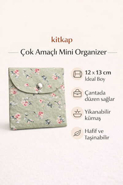 Markasız ucuz Kitkap El Yapımı Mini Organizer Bez Çanta 12x13 cm – Çok Amaçlı...
