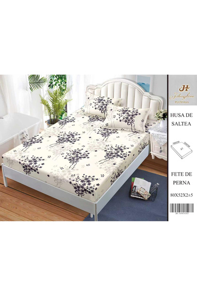 FIONNA.RO Satin Cotton Cover With Stretchy And Pillowcases 160X200cm - Flower...