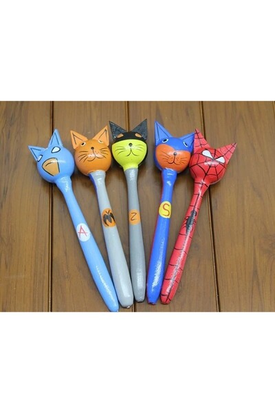 Lunaev Wooden 5-Piece Maracas Set - 20 cm Colorful Educational Musical Instru...
