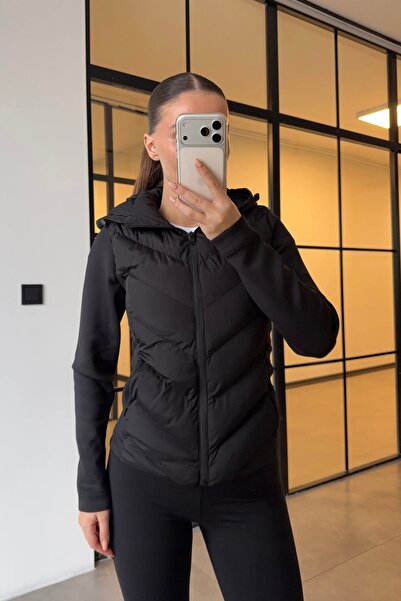 Moderk Women's Hooded Inflatable Slim Fit Thin Coat Jacket