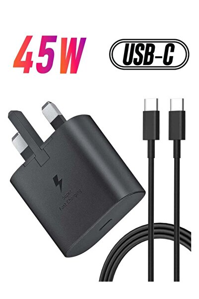 Shopi شاحن سامسونج سريع الشحن، مزود بمقبس وكابل USB-C بريطاني، بقدرة 45 واط، ...