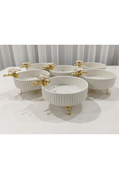 PARILTI HOME COLLECTİON Set of 6 Round Porcelain Dessert Presentation Bowls –...