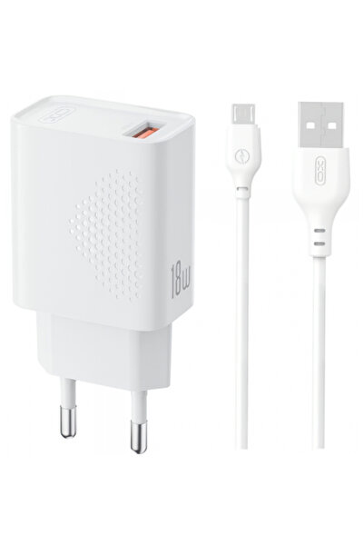 XO Design Mains Charger With MicroUSB Cable L159, 18W, 3A, 1 x USB-A, White