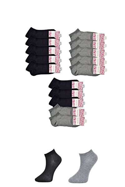 Mestore Black and Gray Women's Ankle Socks 15 pairs