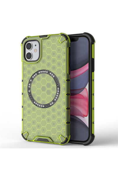 Techsuit Transparent Case for iPhone 11 HoneyComb Shield MagSafe, Green