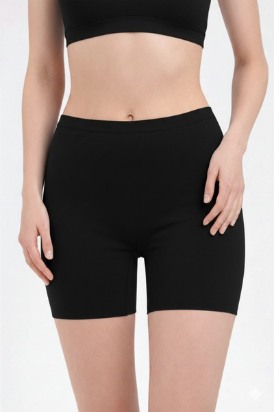 Mifella شورت نسائي مطاطي عند الخصر مقطوع بالليزر لا يترك أثراً 1056 أسود