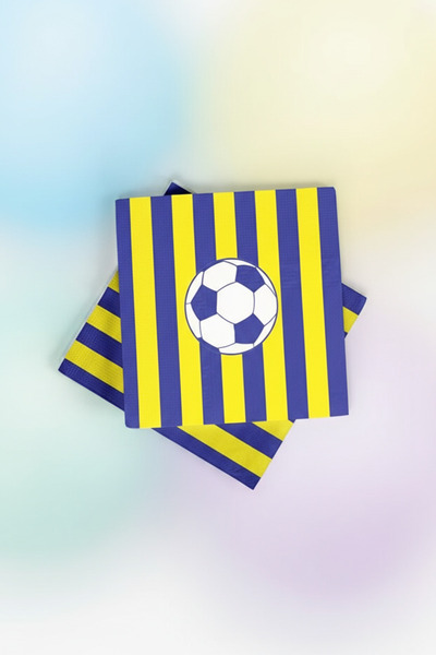 Umamiçe Yellow Navy Blue Patterned Napkins 16-Pack