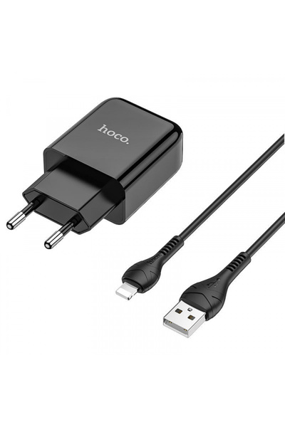 Hoco Incarcator Retea cu Cablu Lightning N2, 10W, 2A, 1 x USB-A, Negru