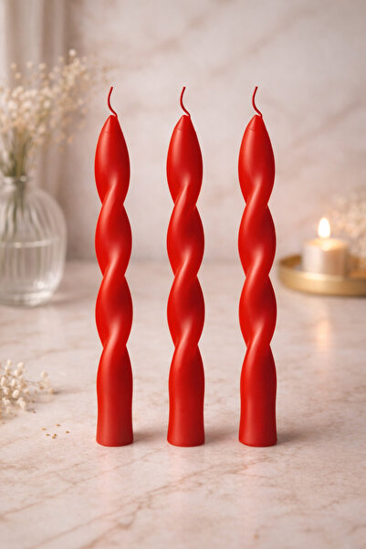 Bead 3’lü Dekoratif Burgu Şamdan Mum Seti – El Yapımı Spiral Şamdan Mum – Mod...