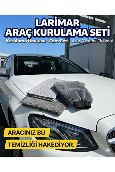 Larimar Elite Car Cleaning and Care Set - Scratch-Free Washing Gloves and Stain-Free Drying Cloths