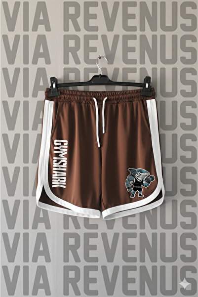 Vordevia Shark Printed Gym Unisex Retro Varsity Sports Training Shorts