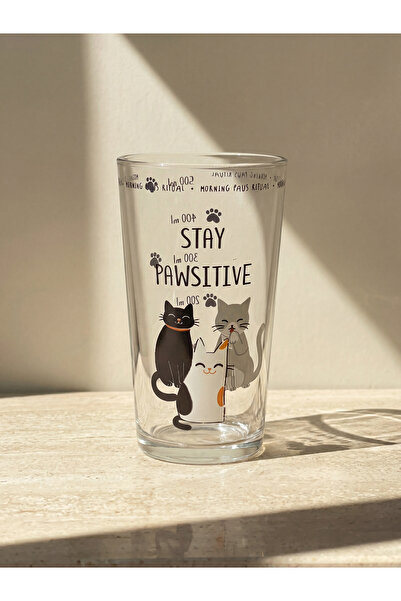 LC Waikiki Çelebi Store'dan Kaliteli Parçalar Kedi Baskılı Cam Su Bardağı 570 ml