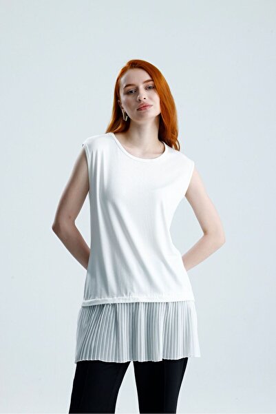 Trend Marfa Pleated Sleeveless White Undergarment