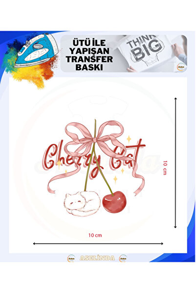 ASELİNDA Kiraz Kurdela desenli Ütü İle Yapışan Dtf Transfer Tekstil Baskı Kağıdı