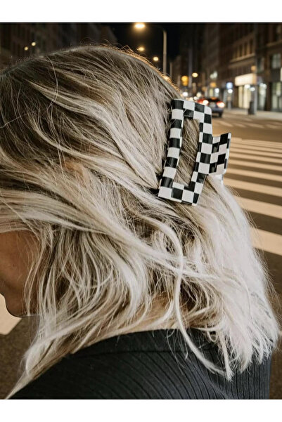 Xui Dama Tahtası Desenli İtal Büyük Boy Asetat Mandal Toka /Kiremit Damalı De...