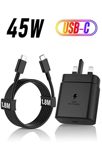 Shopi شاحن سامسونج سريع 45 واط من النوع C مع كابل بطول 1.8 متر – Super PD 3.0...