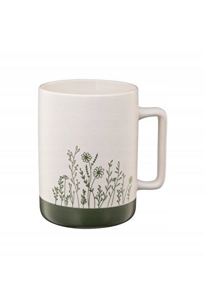 Other Kubek porcelanowy 405 ml biało zielony do kawy i herbaty 1 szt.